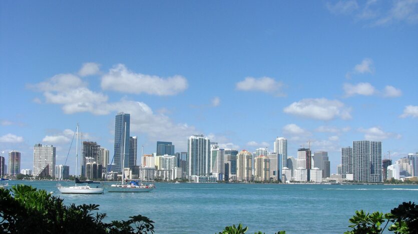 Miami skyline from rusty pelican 1